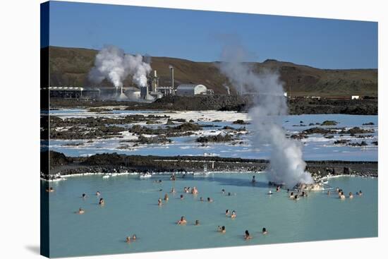 Outdoor Geothermal Swimming Pool and Power Plant at the Blue Lagoon, Iceland, Polar Regions-Peter Barritt-Stretched Canvas