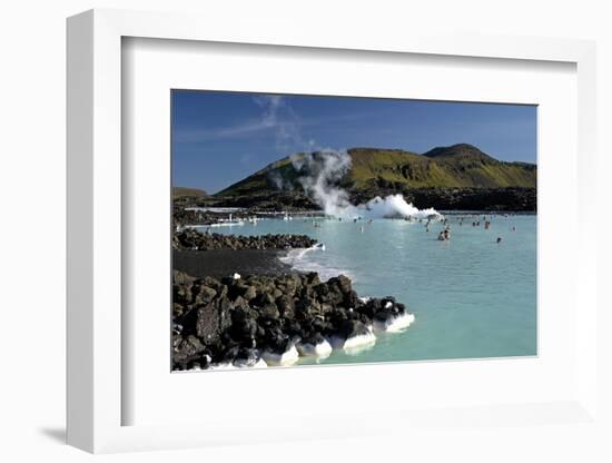 Outdoor Geothermal Swimming Pool and Power Plant at the Blue Lagoon, Iceland, Polar Regions-Peter Barritt-Framed Photographic Print