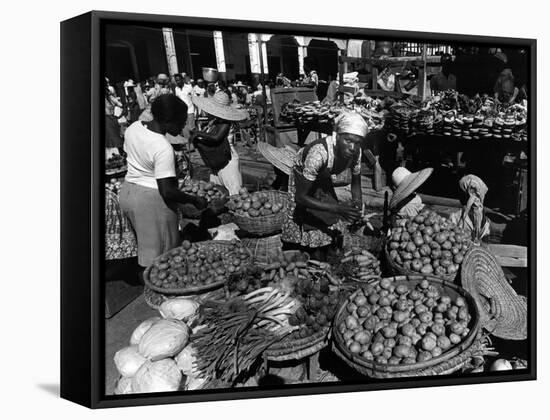 Outdoor Market in Port-Au-Prince, Haiti, 1986-null-Framed Stretched Canvas