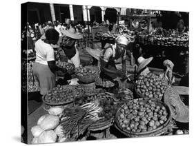 Outdoor Market in Port-Au-Prince, Haiti, 1986-null-Stretched Canvas