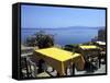 Outdoor Restaurant, Monemvasia, Greece-Connie Ricca-Framed Stretched Canvas