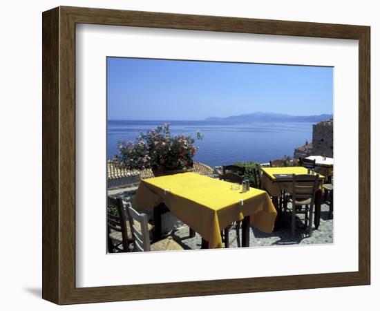 Outdoor Restaurant, Monemvasia, Greece-Connie Ricca-Framed Photographic Print