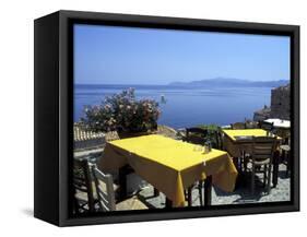 Outdoor Restaurant, Monemvasia, Greece-Connie Ricca-Framed Stretched Canvas