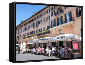 Outdoor Restaurant, Piazza Navona, Rome, Lazio, Italy, Europe-Adina Tovy-Framed Stretched Canvas