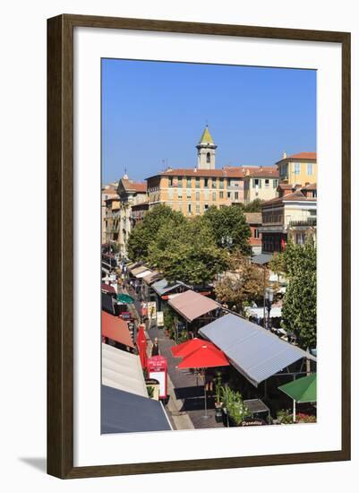 Outdoor Restaurants Set Up in Cours Saleya-Amanda Hall-Framed Photographic Print