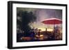 Outdoor Shop in the Park at Rainy Night,Digital Painting-Tithi Luadthong-Framed Art Print