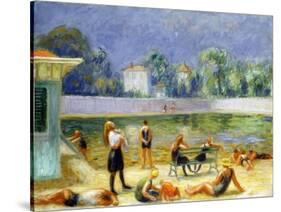 Outdoor Swimming Pool-William James Glackens-Stretched Canvas