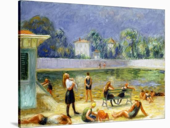 Outdoor Swimming Pool-William James Glackens-Stretched Canvas
