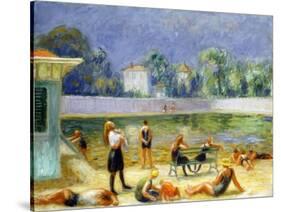 Outdoor Swimming Pool-William James Glackens-Stretched Canvas