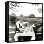 Outdoor Table Setting with Man's Head-Curtis Moffat-Framed Stretched Canvas