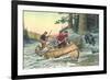 Outdoorsmen Facing Bear-null-Framed Premium Giclee Print