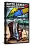 Outer Banks, North Carolina - Beach Chair - Scratchboard-Lantern Press-Stretched Canvas