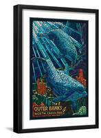 Outer Banks, North Carolina - Bottlenose Dolphin Mosaic-Lantern Press-Framed Art Print