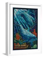 Outer Banks, North Carolina - Bottlenose Dolphin Mosaic-Lantern Press-Framed Art Print