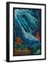 Outer Banks, North Carolina - Bottlenose Dolphin Mosaic-Lantern Press-Framed Art Print