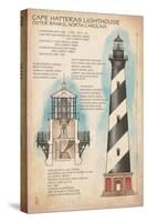 Outer Banks, North Carolina - Cape Hatteras Lighthouse Technical-Lantern Press-Stretched Canvas