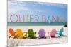 Outer Banks, North Carolina - Colorful Chairs-Lantern Press-Mounted Premium Giclee Print