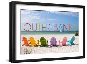 Outer Banks, North Carolina - Colorful Chairs-Lantern Press-Framed Art Print