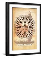 Outer Banks, North Carolina - Compass-Lantern Press-Framed Art Print