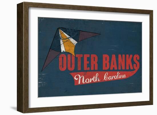 Outer Banks, North Carolina - Distressed Kite-Lantern Press-Framed Art Print