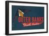 Outer Banks, North Carolina - Distressed Kite-Lantern Press-Framed Art Print