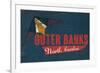 Outer Banks, North Carolina - Distressed Kite-Lantern Press-Framed Premium Giclee Print
