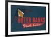 Outer Banks, North Carolina - Distressed Kite-Lantern Press-Framed Premium Giclee Print