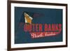 Outer Banks, North Carolina - Distressed Kite-Lantern Press-Framed Art Print