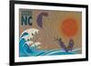 Outer Banks, North Carolina - Kite Surfer in the Waves-Lantern Press-Framed Art Print