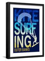 Outer Banks, North Carolina - Kite Surfing Silhouette-Lantern Press-Framed Art Print