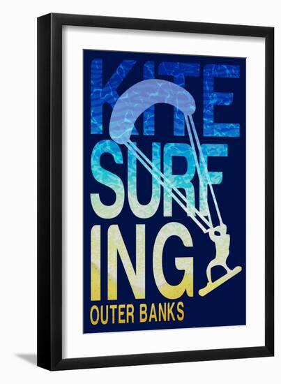 Outer Banks, North Carolina - Kite Surfing Silhouette-Lantern Press-Framed Art Print