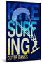 Outer Banks, North Carolina - Kite Surfing Silhouette-Lantern Press-Mounted Art Print