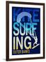 Outer Banks, North Carolina - Kite Surfing Silhouette-Lantern Press-Framed Art Print