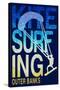 Outer Banks, North Carolina - Kite Surfing Silhouette-Lantern Press-Stretched Canvas