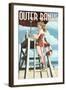 Outer Banks, North Carolina - Lifeguard Pinup Girl-Lantern Press-Framed Art Print