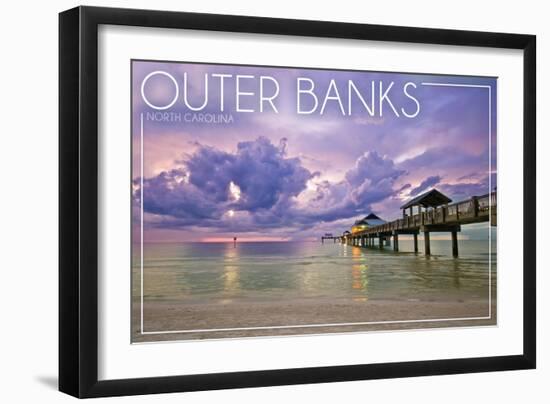 Outer Banks, North Carolina - Ocean Pier-Lantern Press-Framed Art Print