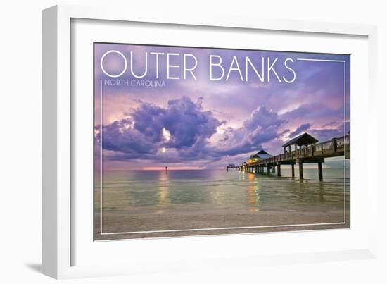 Outer Banks, North Carolina - Ocean Pier-Lantern Press-Framed Art Print