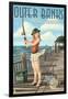 Outer Banks, North Carolina - Pinup Girl Fishing-Lantern Press-Framed Art Print