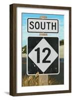 Outer Banks, North Carolina - Route 12 Sign #2- Lantern Press Poster-Lantern Press-Framed Art Print