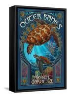 Outer Banks - North Carolina - Sea Turtle Art Nouveau-Lantern Press-Framed Stretched Canvas