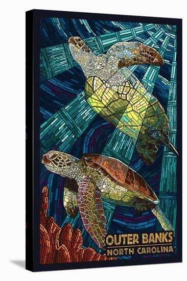 Outer Banks, North Carolina - Sea Turtle Mosaic-Lantern Press-Stretched Canvas