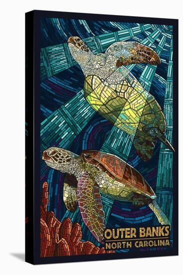 Outer Banks, North Carolina - Sea Turtle Mosaic-Lantern Press-Stretched Canvas