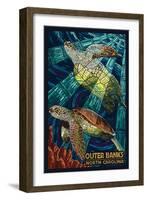 Outer Banks, North Carolina - Sea Turtle Mosaic-Lantern Press-Framed Art Print