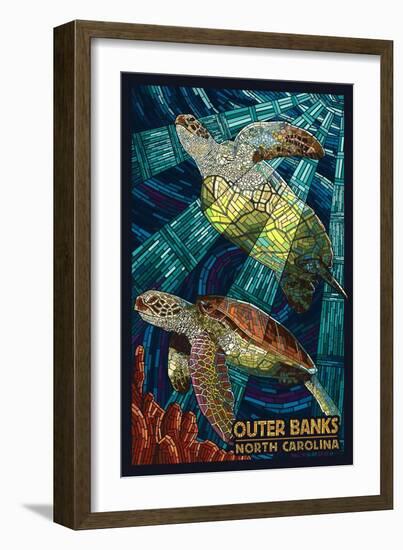 Outer Banks, North Carolina - Sea Turtle Mosaic-Lantern Press-Framed Art Print