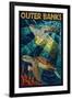 Outer Banks, North Carolina - Sea Turtle Mosaic-Lantern Press-Framed Art Print