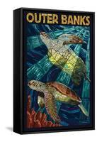 Outer Banks, North Carolina - Sea Turtle Mosaic-Lantern Press-Framed Stretched Canvas