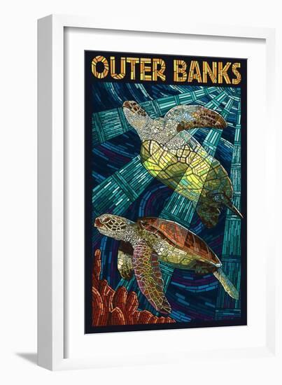 Outer Banks, North Carolina - Sea Turtle Mosaic-Lantern Press-Framed Art Print