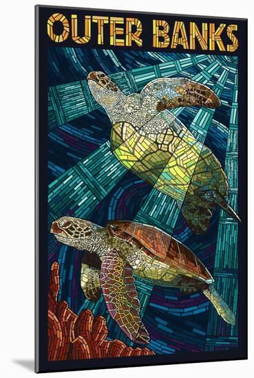 Outer Banks, North Carolina - Sea Turtle Mosaic-Lantern Press-Mounted Art Print