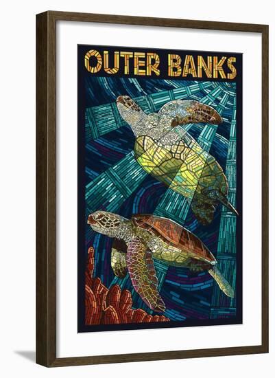 Outer Banks, North Carolina - Sea Turtle Mosaic-Lantern Press-Framed Art Print