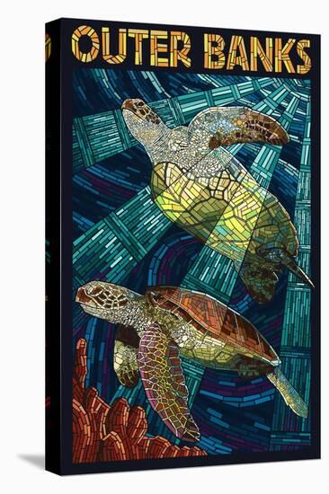 Outer Banks, North Carolina - Sea Turtle Mosaic-Lantern Press-Stretched Canvas
